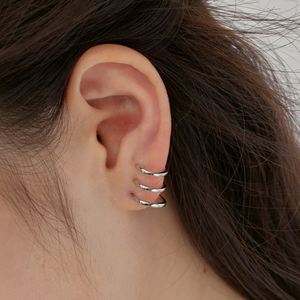 Dylam Simplicity Personalized Design S925 Silver Rhodium 18K Gold Plated C Shape Multiple Layer Geometric Women <b>Cuff</b> <b>Earrings</b> - Product Image 5