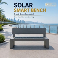 Banc de jardin solaire avec éclairage LED, étanche, Bluetooth/WiFi, design moderne, utilisation en extérieur, salle de sport, parc, hôtel, villa, acier inoxydable