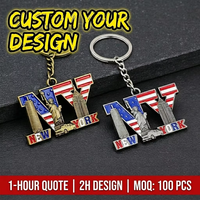 Gantungan Kunci Logam Custom Patung Liberty New York Dekorasi untuk Kunci Mobil, Ransel, Dompet