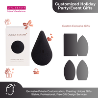 Emballage personnalisé goutte d'eau noir souple sans latex cosmétique mélangeur éponge outil de beauté impression de logo pour le maquillage boîte mystère