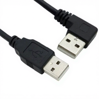 Câble de charge rapide double USB 2.0 mâle 0,2 m, blindage tressé, gaine en PVC, câble de synchronisation de données pour ordinateurs, chargeurs, appareils électroniques