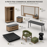 Ensembles de meubles de chambre d'hôtel commerciaux modernes en bois sur mesure avec tête de lit King Size et table de chevet intégrée avec prise électrique