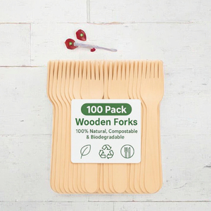 140mm Individually Wrapped Biodegradable Birch Wood Fork Disposable-Tableware <b>Cutlery</b> Airline Catering LFGB Approved Food Safe - Product Image 3