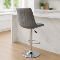 Chaise de bar JOHOOFURNITURE en cuir PU gris mat avec surpiqûres ergonomiques réglables – Tabouret de bar en gros pour comptoir