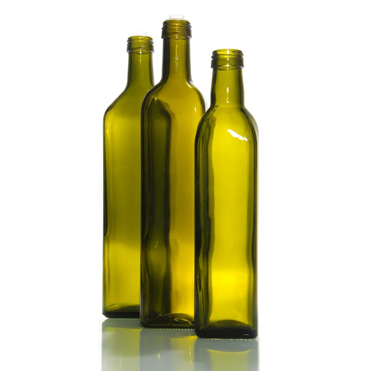 Logo personalizzato verde trasparente marrone 500ml 750ml 1000ml rotondo quadrato bottiglia di olio d'oliva biologico per olio