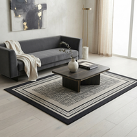 Tapis moderne minimaliste fabriqué à la machine, respectueux de l'environnement, noir et blanc, géométrique, style nordique de luxe, grand tapis pour chambre à coucher et salon