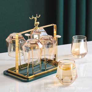 Portavasos de lujo con diseño de ciervo y bandeja, escurridor cuadrado de secado rápido para almacenamiento de vasos de agua en la cocina - Product Image 4