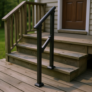 Barandillas de acero de tubo cuadrado negro para escaleras exteriores, estilo de diseño industrial - Product Image 2