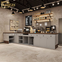 Meubles de présentation de boissons modernes et luxueux, comptoir de café en bois personnalisé