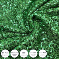 Dernier modèle de luxe 100% polyester Tissu de broderie vert maille à paillettes pour robes de mariée