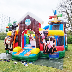 <b>Large</b> outdoor kids playzone jumping castle combo bouncer <b>inflatable</b> farm bouncy castle with slide - Product Image 3
