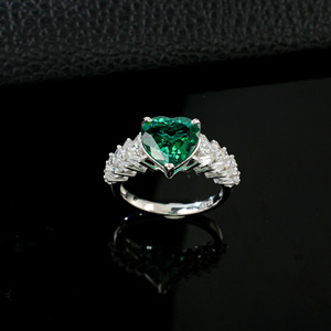 S925 Sterling <b>Silver</b> Lab Created <b>Emerald</b> <b>Ring</b> - Product Image 2