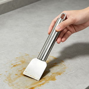 Stainless Steel Spatula With Plastic Hanging Ring For Grease Removal Kitchen <b>Cleaning</b> Tool - Product Image 1