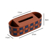 Boîte à mouchoirs en cuir PU tissé à motif damier, personnalisée, luxueuse, moderne, imperméable, durable, multi-usages, distributeur de serviettes pour la maison