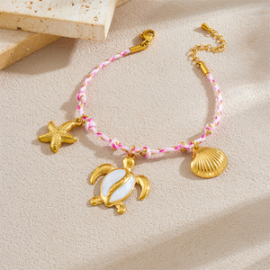 Fashion Charm Bracelet Zinc Alloy Turtle Starfish Shell Pendant Women's Jewelry Gift Accessory - Product Image 2