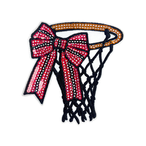 Pailletten-Basketballkorb-Schleifen-Aufnäher, Coquette Gameday Bügelbilder für Basketballmütter, Stickapplikationen für Taschen und Jacken - Product Image 5