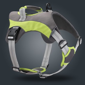Harnais pour chien rembourré, respirant et réglable, pour grands chiens, sangle de poitrine verte sportive - Product Image 1