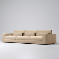 Canapé 3 places de luxe minimaliste, idéal pour salon, canapé sectionnel confortable avec structure en bois pour villa haut de gamme et appartement