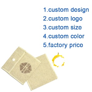 Pochette à bijoux en coton et lin naturel écologique en gros, sac enveloppe à bouton-pression avec logo personnalisé - Product Image 4