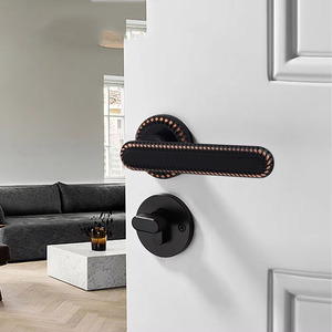 Juego de manijas de puerta interior con cerradura de llave, de níquel cepillado, para hogares, oficinas y habitaciones, con mecanismo de palanca simétrico - Product Image 5