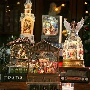 Dropshipping Shopify Christmas <b>Book</b> Church Snowfall Music <b>Box</b> Snow Globe Angel House Wholesale Gift Decor - Product Image 5