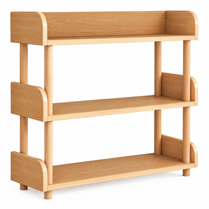 Custom <b>Solid</b> <b>Wooden</b> Open <b>Bookcase</b> - Modern Display Bookshelf with Top and Wood Frame for Home Office - Product Image 1
