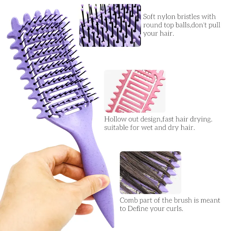 Bán buôn Curl xác định bàn chải Xoăn Tạo kiểu tóc Detangling bàn chải cho phụ nữ người đàn ông ít kéo và Curl tách