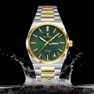 POEDAGAR 874 Montre-bracelet d'affaires à aiguilles lumineuses, double calendrier, quartz, Reloj pour homme, bracelet en acier inoxydable, étanche - Product Image 2