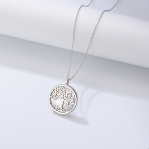 Collier classique en argent sterling 925 plaqué rhodium avec pendentif arbre de vie, chaîne minimaliste, bijoux tendance pour femmes - Product Image 2