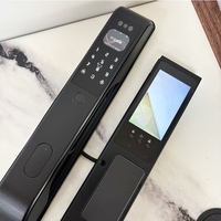 Serrure de porte intelligente en alliage d'aluminium noir mat, modèle A60, avec contrôle par application et accès par code pour portes résidentielles