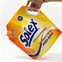 Pochette souple personnalisée en PET avec bec verseur et poignée, pour recharge de détergent liquide ménager, lessive et savon vaisselle