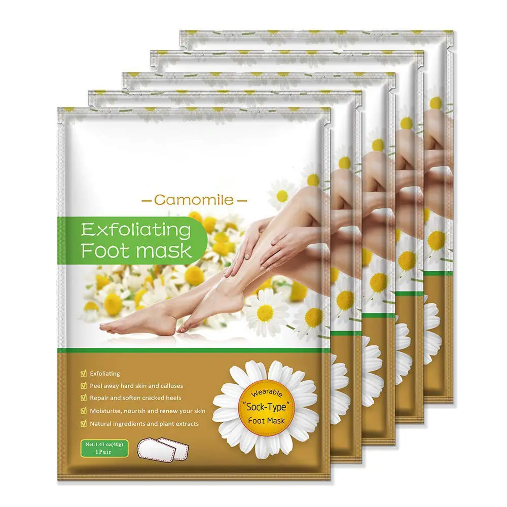 Private Label Foot Peel Mask 5 Packs Remove Dead Skin and Repair Rough Feet With Chamomile