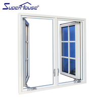 Ventana francesa/abatible de aleación de aluminio barata Superhouse con barra de Colonia y certificado a prueba de huracanes NFRC
