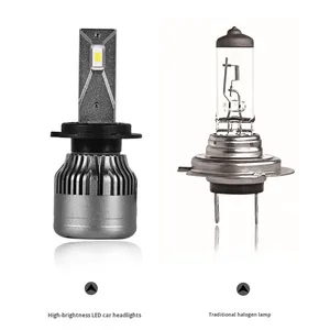 Phare LED de <span class=keywords><strong>voiture</strong></span>, projecteur de moto super lumineux 6000K 56W 12000LM H4, faisceau haut/bas intégré, feu antibrouillard H7 12V universel - Product Image 3