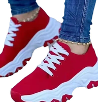 Collection Européenne et Américaine 2024 : Baskets décontractées à lacets pour femme, style marche, semelle épaisse, coupe basse
