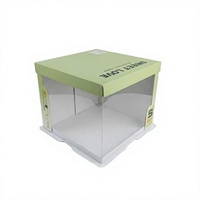 Boîte de présentation de gâteaux transparente verte en gros avec couvercle, vitrine à pâtisserie carrée en PET, boîte cadeau pour desserts de boulangerie