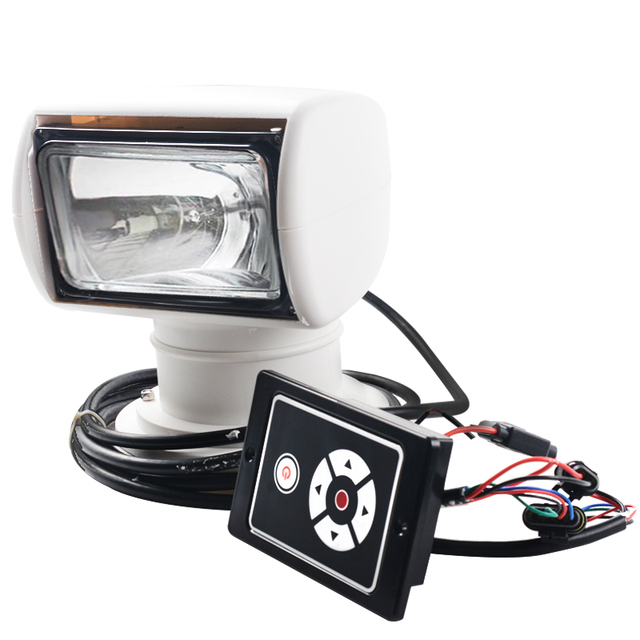 Portable 12V/24V Strong Light Remote Control Rotating Halogen Yacht Searchlight