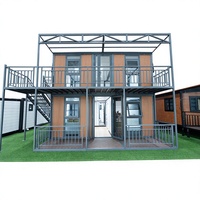 Maison préfabriquée en conteneurs extensibles à deux étages, maison préfabriquée à double aile, conteneurs pliables, mini-maison préfabriquée avec salle de bain complète