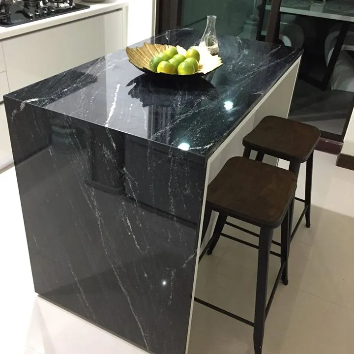 Absolute black granite with white snow veins black kitchen countertop granite