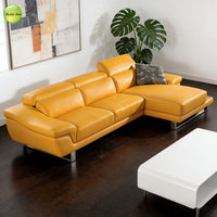 Canapé d'angle de salon de luxe européen en vente chaude, style moderne, canapé en cuir PU avec méridienne, canapé modulaire en forme de L, 2293