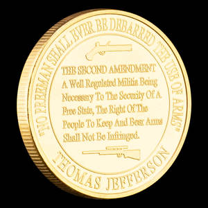 Moneda de recuerdo de La Segunda Enmienda DE LA Constitución DE LOS Estados Unidos chapada en oro Derecho a mantener y llevar armas coleccionables - Product Image 2