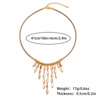 Collier en chaîne à pampilles en cuivre plaqué or 18 carats avec coquille d'ormeau pour femme, bijoux de créateur bohème tendance