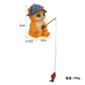 Decorazioni Creative per <span class=keywords><strong>Acquario</strong></span>, Ornamenti per Paesaggistica, Micro-paesaggio con Gattini che Pesca, Accessori Decorativi Sospesi - Product Image 1