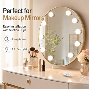 USB LED Modern Indoor Vanity <b>Mirror</b> <b>Light</b> with Suction Cups 10 Bulbs 3 <b>Light</b> Colors Dimmable Makeup <b>Mirror</b> <b>Lighting</b> Kit - Product Image 4