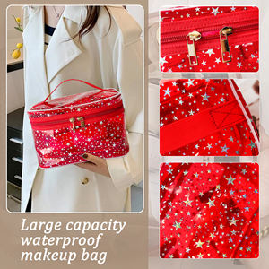 Customized Star Pattern Clear PVC Handbag Waterproof and Durable with Zipper Closure Fashionable Portable <strong>Cosmetic</strong> <strong>Bag</strong> - Product Image 4