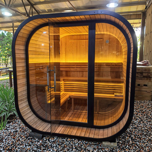 Évadez-vous dans votre élégant kit de sauna en épicéa avec verre panoramique et chauffage efficace - Product Image 3