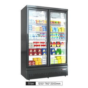 Congélateur vertical commercial à double porte vitrée, dégivrage automatique par air, contrôle numérique de la température réglable de 0 à 10°C, vitrine pour aliments surgelés - Product Image 2
