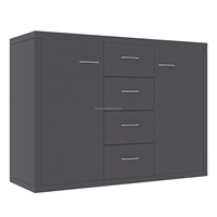 Commode moderne en bois à 4 tiroirs et 2 portes, meuble de rangement au design peu encombrant pour la maison, la chambre, le salon, l'entrée et l'hôtel