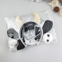 4 Buah Set Kostum Sapi Ikat Kepala Telinga Bulu Hiasan Kepala Dasi Kupu-kupu Hidung Aksesori Cosplay Pesta Halloween Alat Peraga Berdandan Anak-anak Dewasa