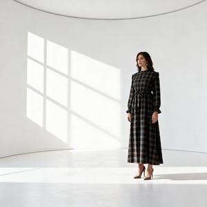 Abaya de Poliéster con Estampado Elegante y Modesto para Mujeres Musulmanas, Vestido de Noche Personalizado al por Mayor - Product Image 1